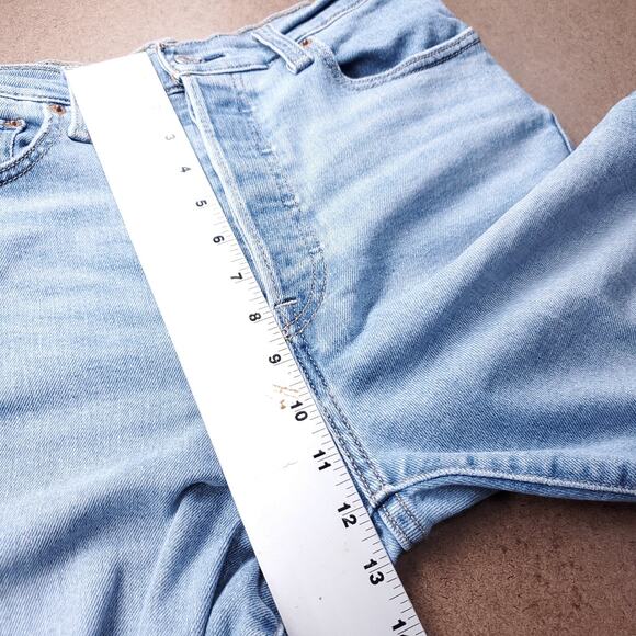 Levis Ribcage Jeans Women 27 Blue High Rise Button Fly Frayed Hem Retro Classic - Picture 6 of 13